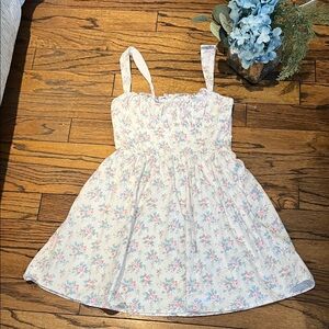 Altar'd State White Sundress with Pink & Blue Floral Print